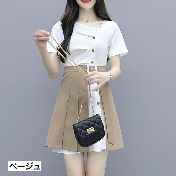 セットアップ レディース シャツ ミニスカート ミニ丈 ショート丈 半袖