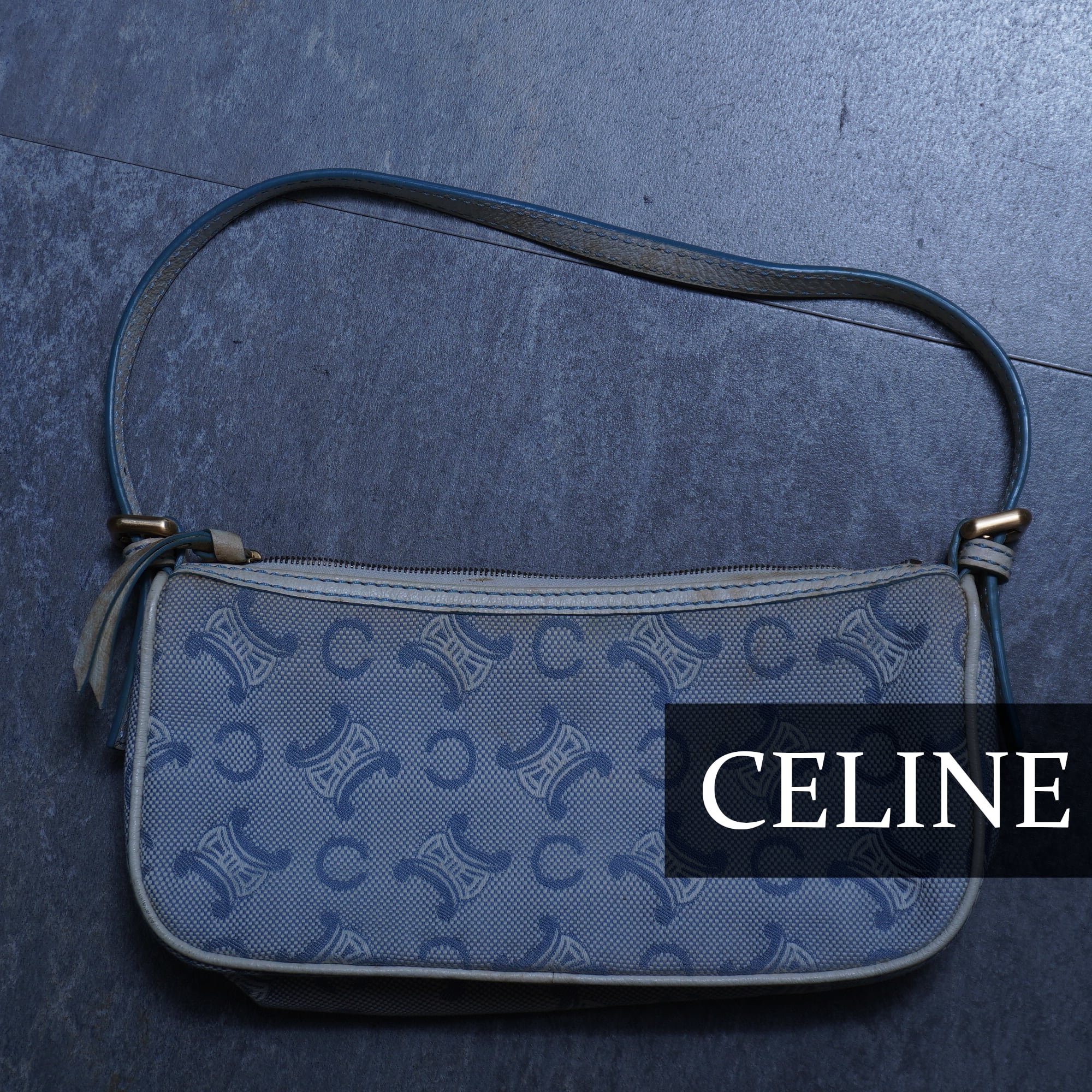 CELINE セリーヌ マカダム ハンドバッグ ホワイト PVC⁄レザー CELINE 