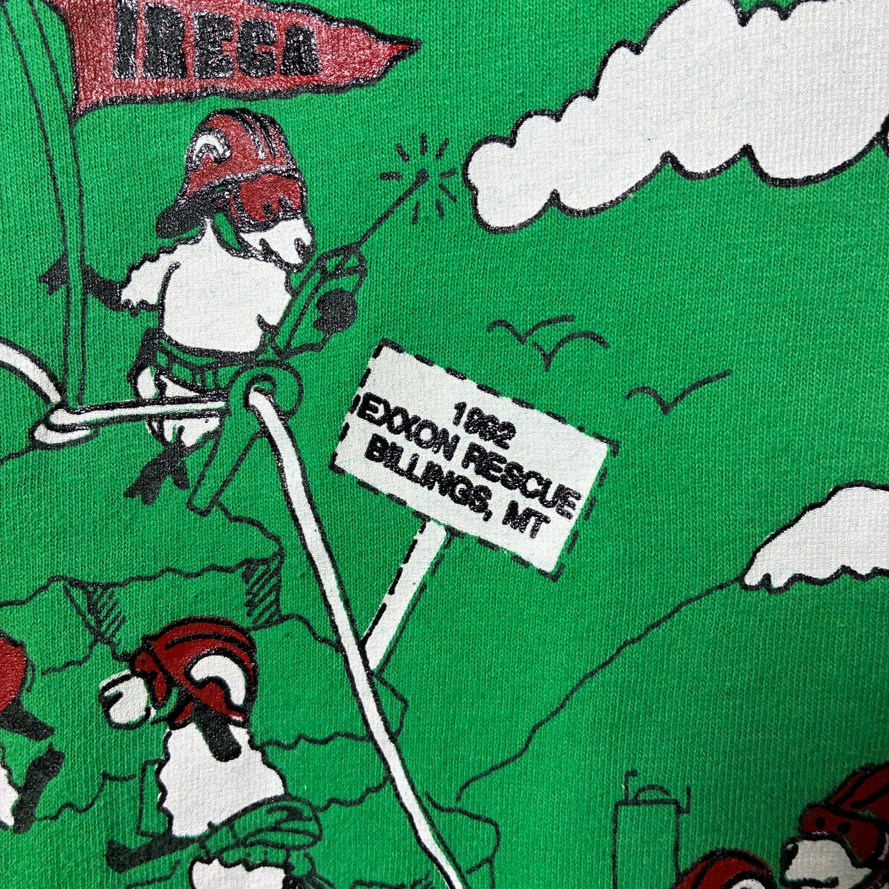 90s USA製　Fruit of the loom ヴィンテージTee 緑　消防士イベント