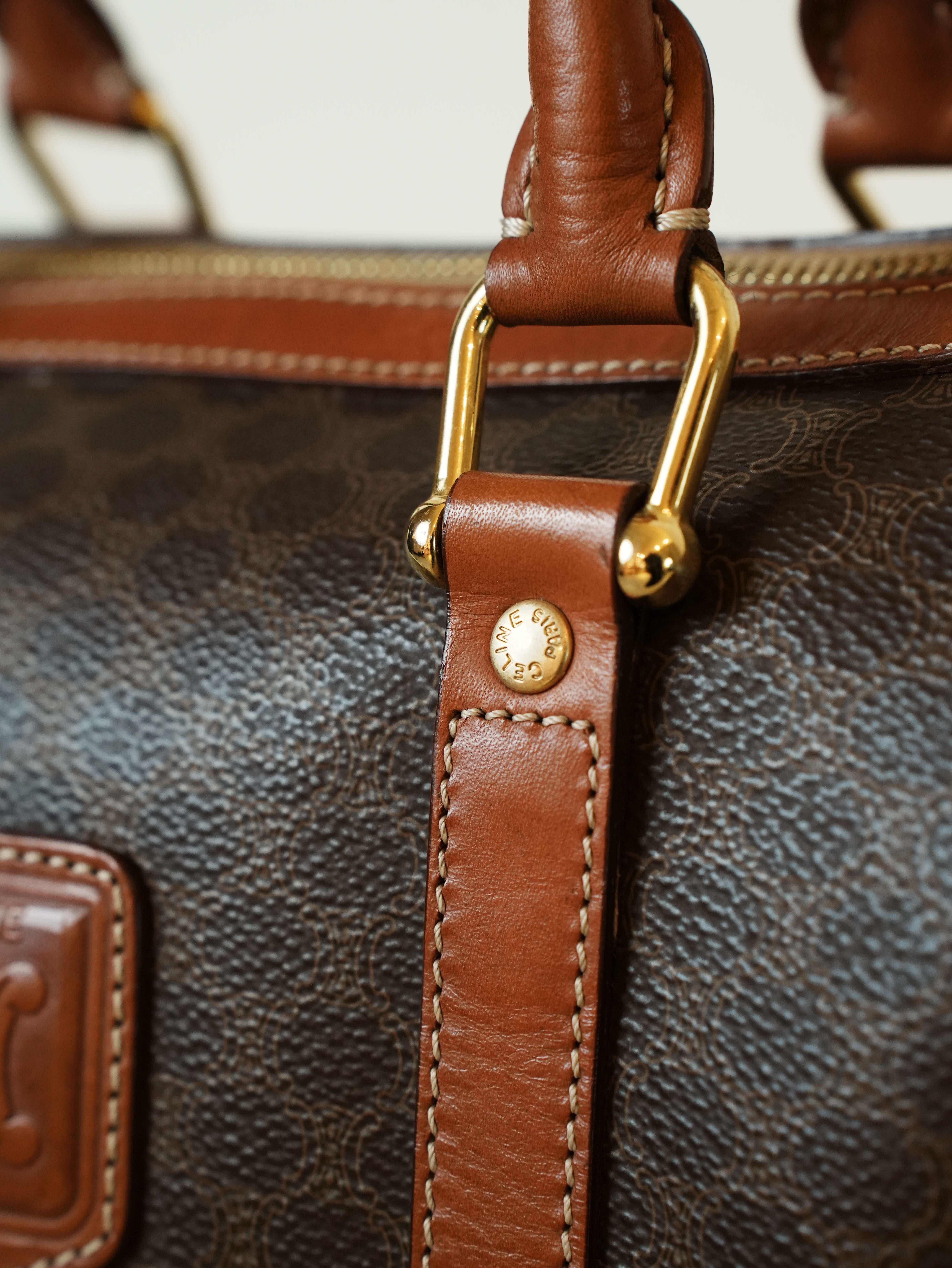 CELINE セリーヌ マカダム柄 ブラウン W26 ボストンバッグ | Raum Vintage