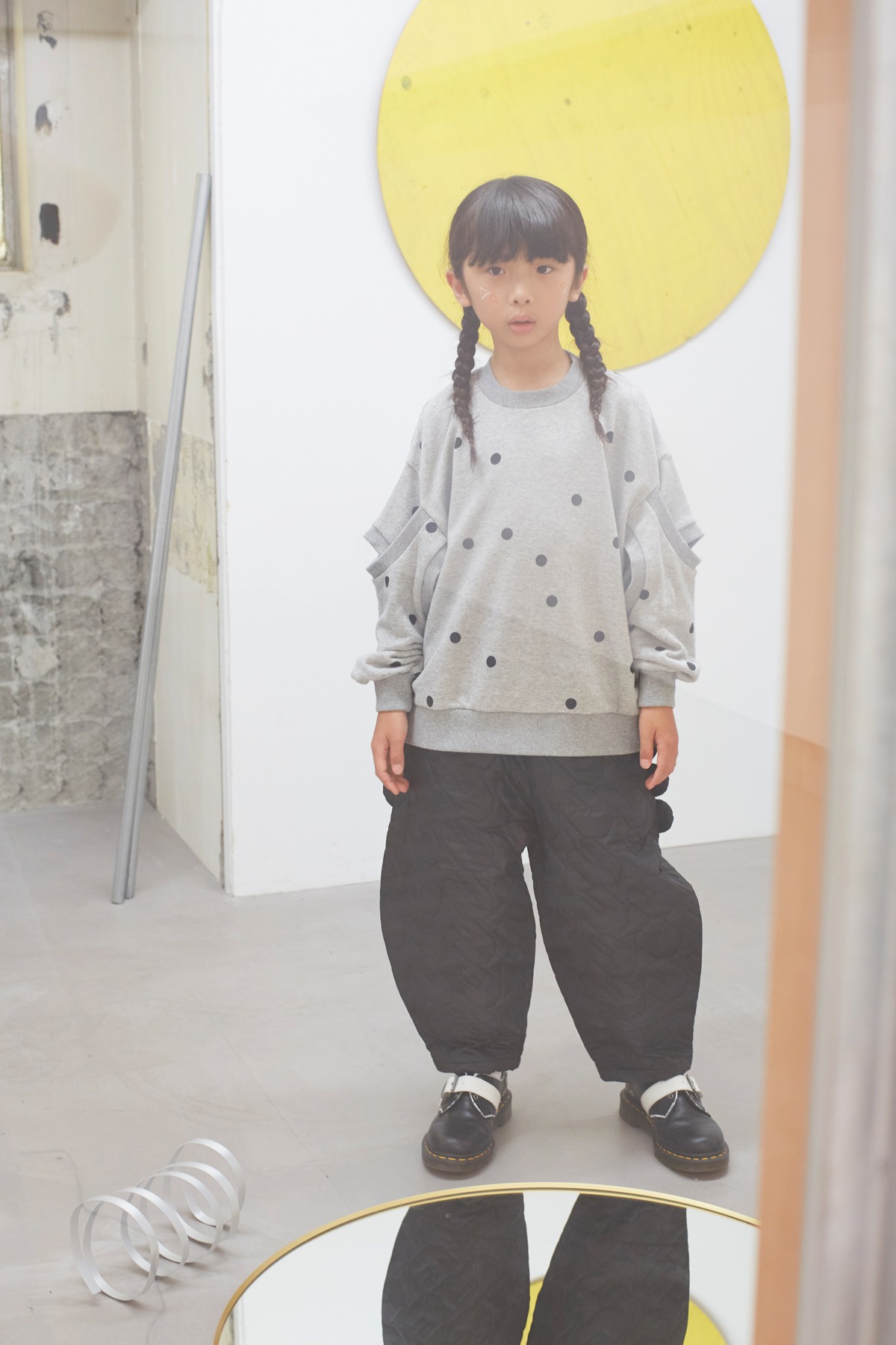 DOTS DEFORMED SLEEVES SWEATSHIRT / L | frankygrow concept shop