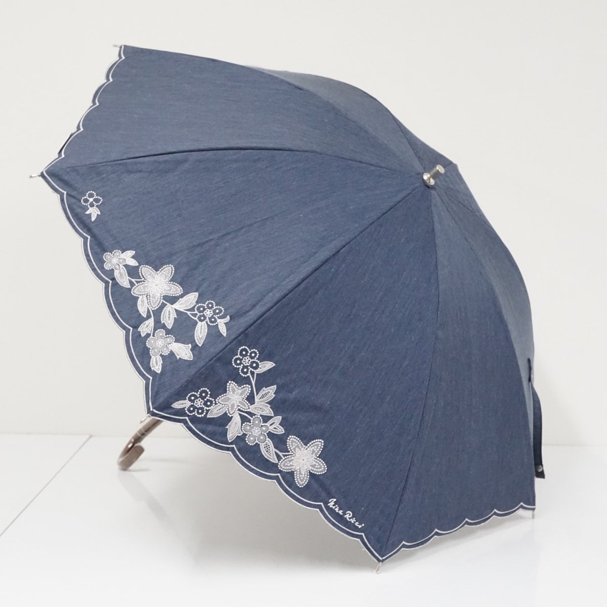 日傘 NINA RICCI ニナリッチ USED美品 晴雨兼用 刺繍 デニムブルー
