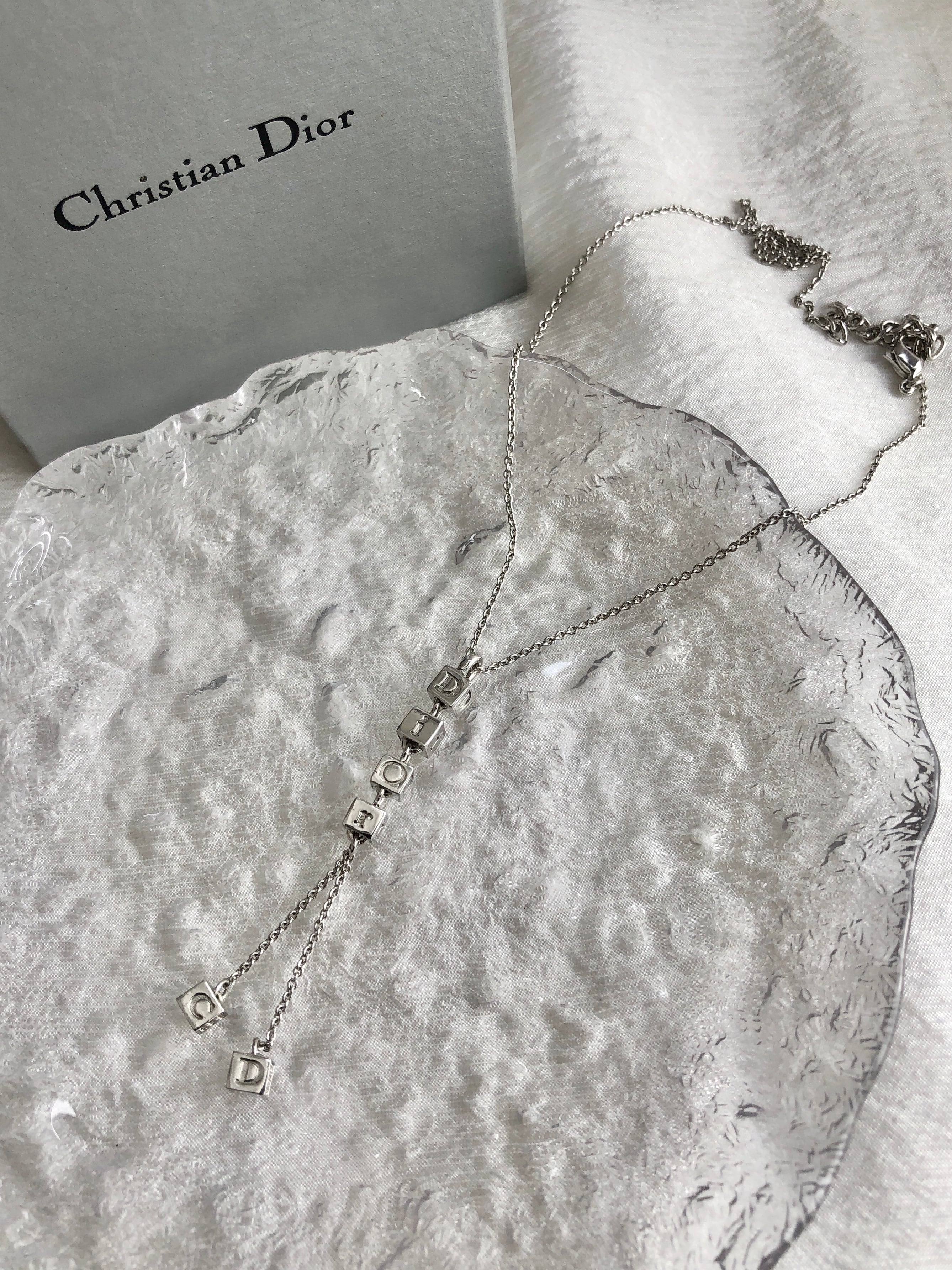 Dior クリスチャンディオール CDロゴ キューブ シルバー ネックレス 極 