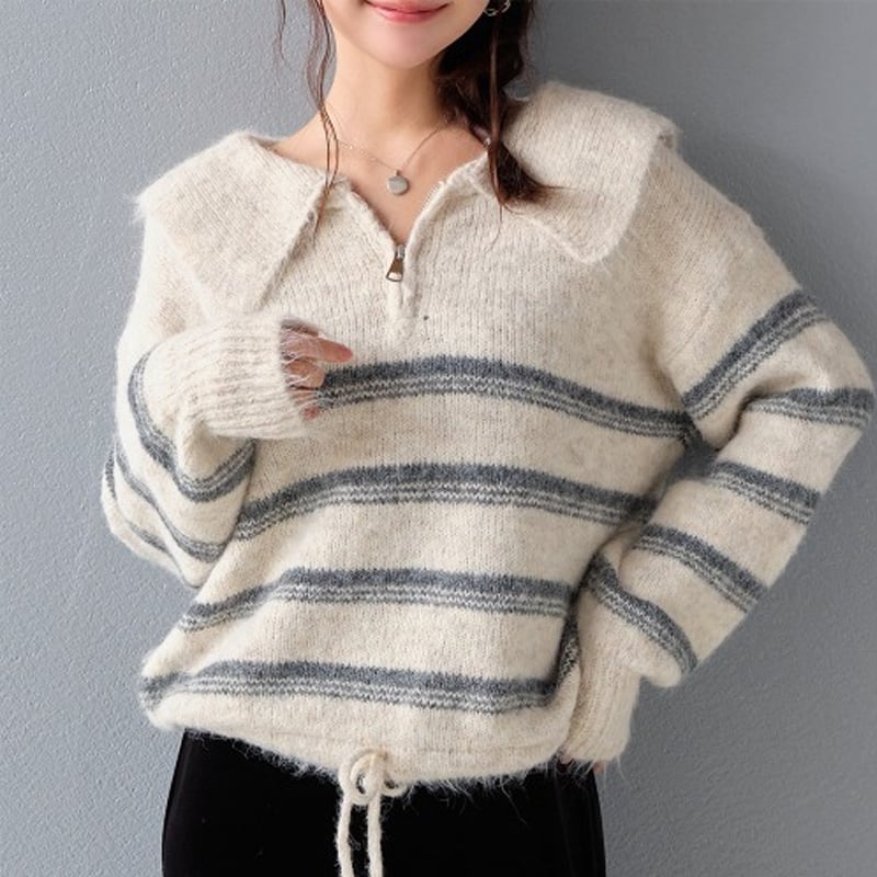 【tops】Vネックニットトップス Q7078