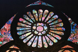 バンクシー「ステンドグラス大聖堂/Stained Glass Cathedral」展示用フック付きキャンバスジークレ