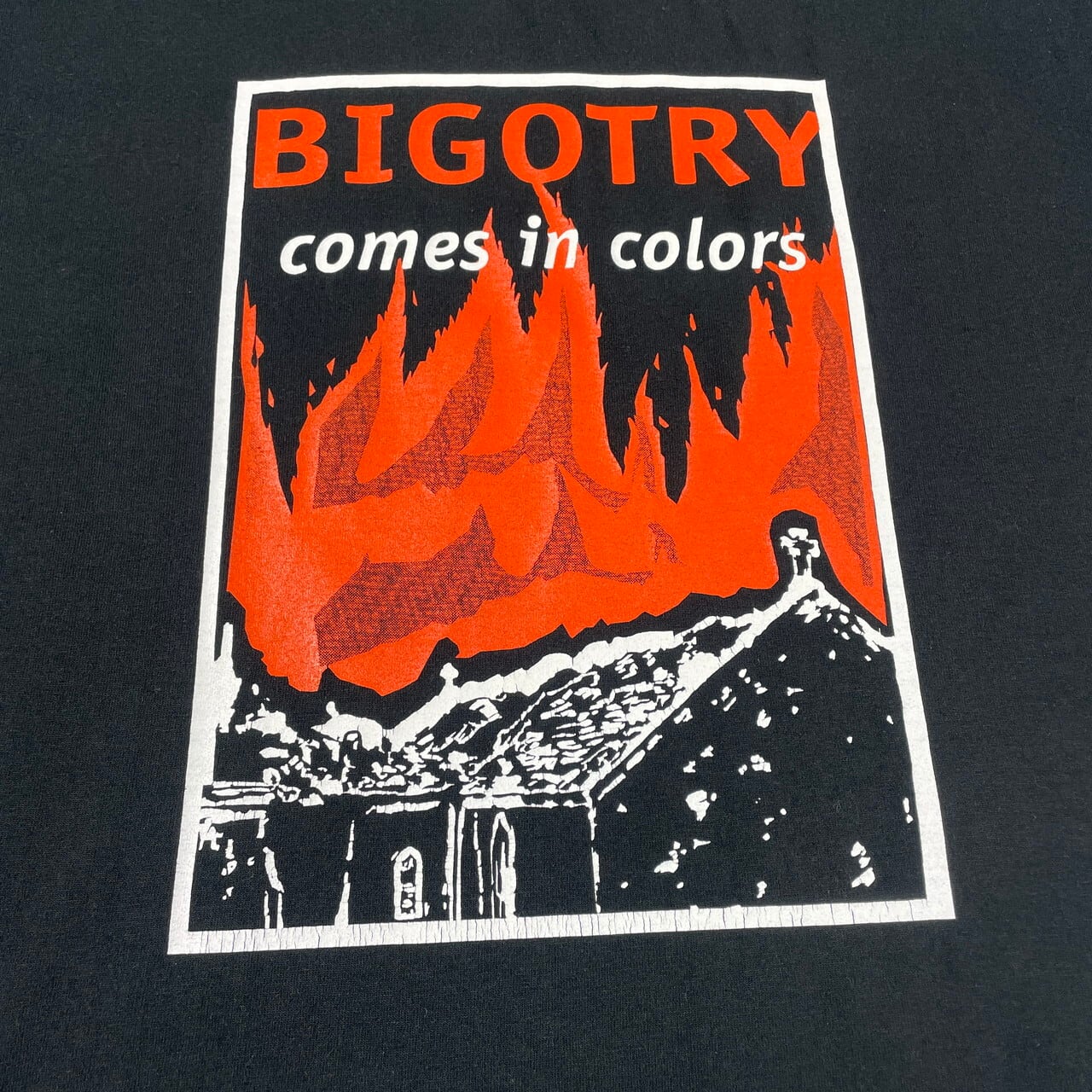 00年代 BIGOTRY COMES IN COLORS メッセージ プリントTシャツ メンズXL