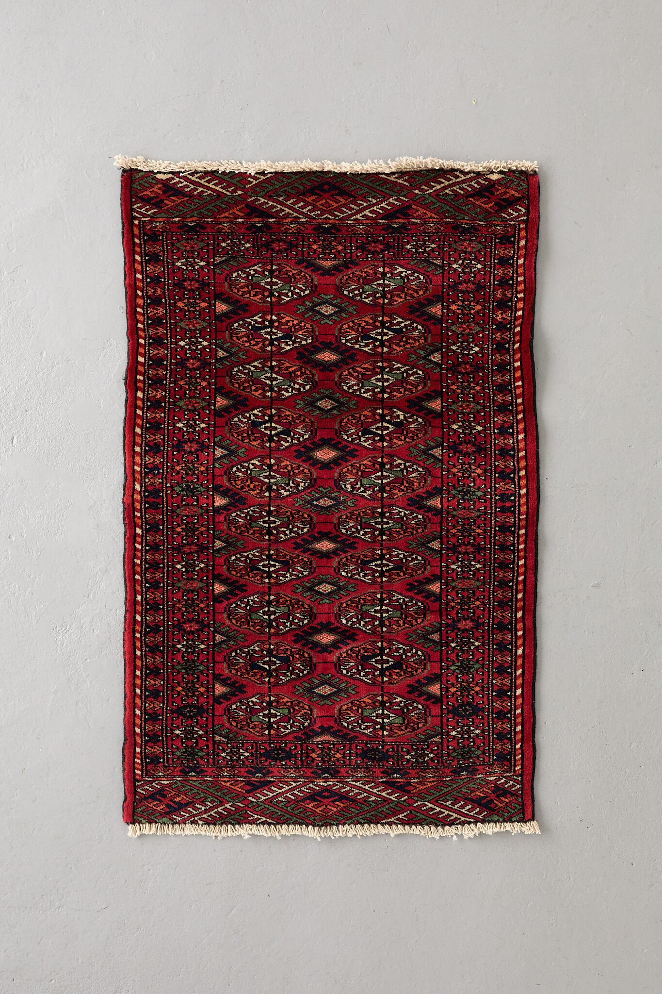 No.263 ヴィンテージラグ トライバルラグ ラホール産(121×63cm)レッド ブラック グリーン オレンジ
