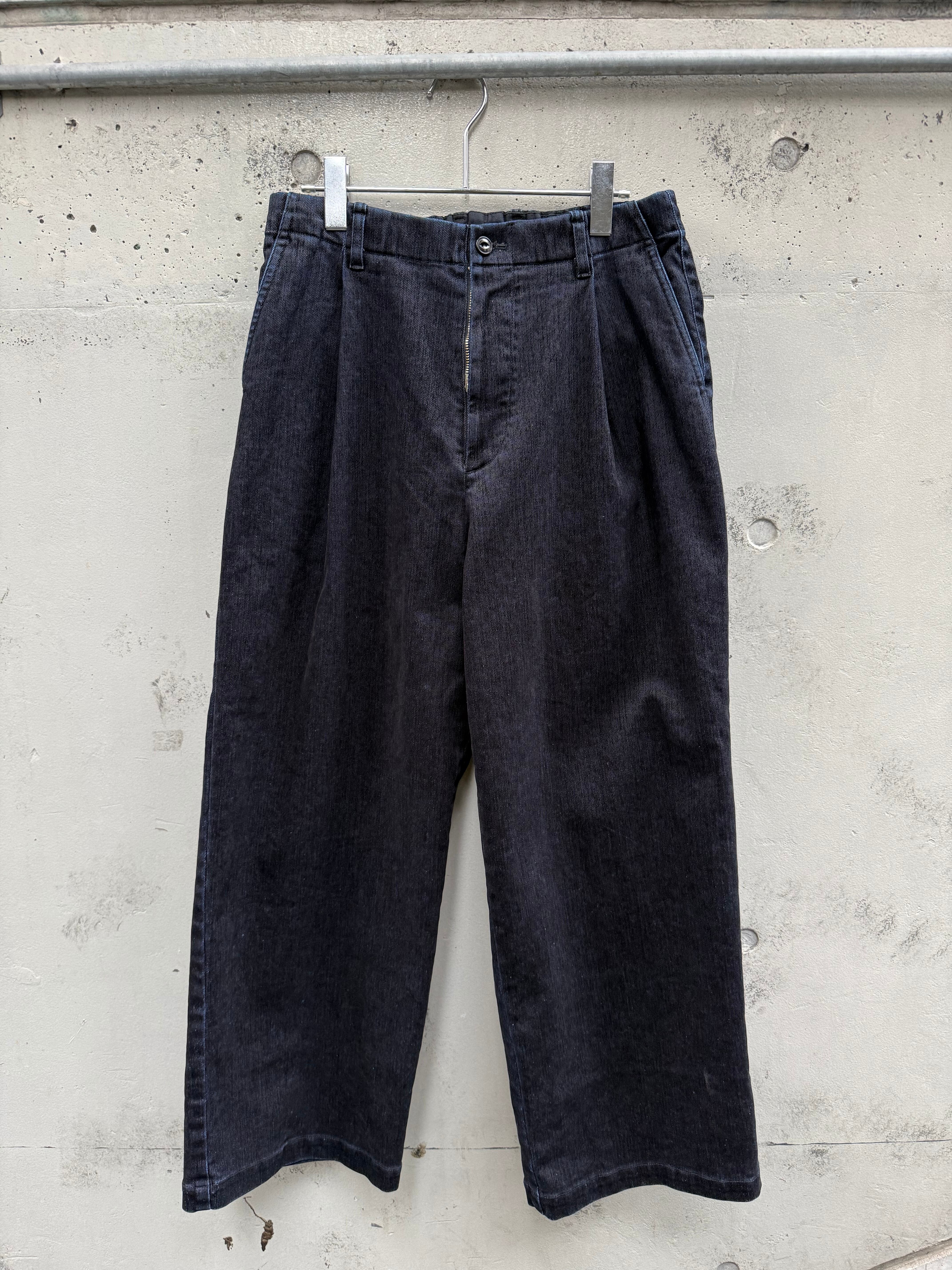 『VOAAOV』OLD TRAIN DENIM 2-Face Wide Pants / BLACK