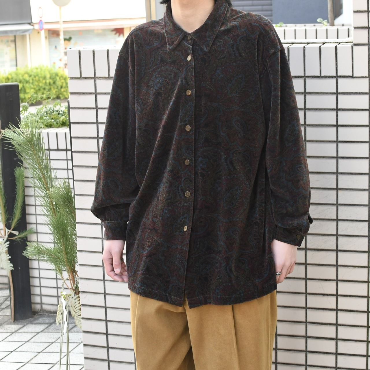 paisley pattern velour shirt