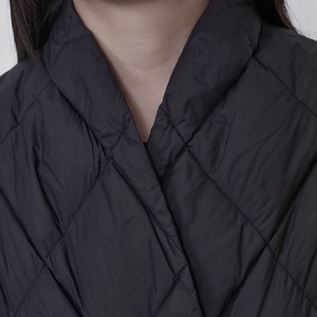 Diamond quilt long coat C0677