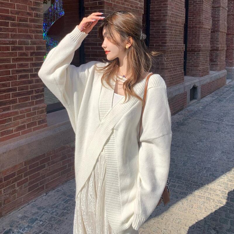 スタイルクロスVネックセーター スプリングオータムルーズ 春物 秋物 スーパーモール80279859062