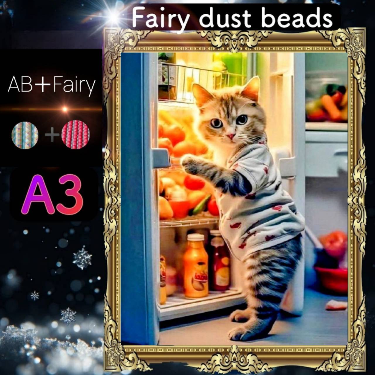 AB(オーロラ)+fairy各3色入り!四角ビーズ AB+fairy74ダイヤモンドアート