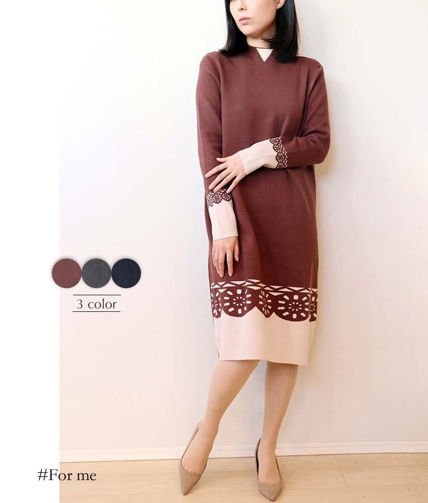 裾丸デザインのニットワンピース_e0042111008