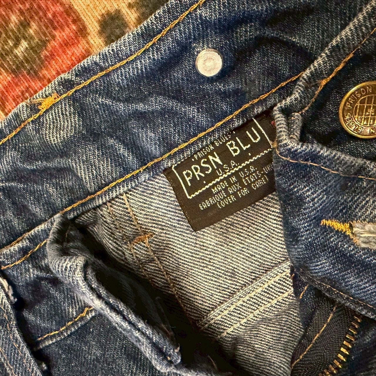 90s USA製 PRSN BLU デニムパンツ ペインターパンツ ダブルニー L