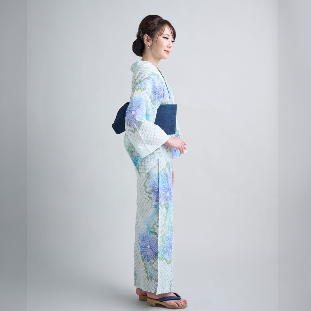 有松絞り 浴衣 IKS 有松鳴海 レディース 浴衣 絞り 単品 緑雨 フリーサイズ | IKS