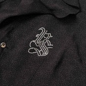 VALENZA SPORTS バレンザスポーツ ドット風 デザイン ラインストーン Vネック 長袖シャツ ブラウス 40/ブラック レディース