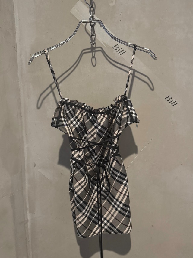 Burberry long black ribbon frill camisole