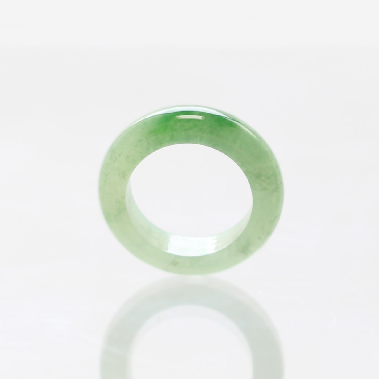 【13号】 clear green 翡翠くり抜き甲丸リング A貨翡翠 jd_rg2524
