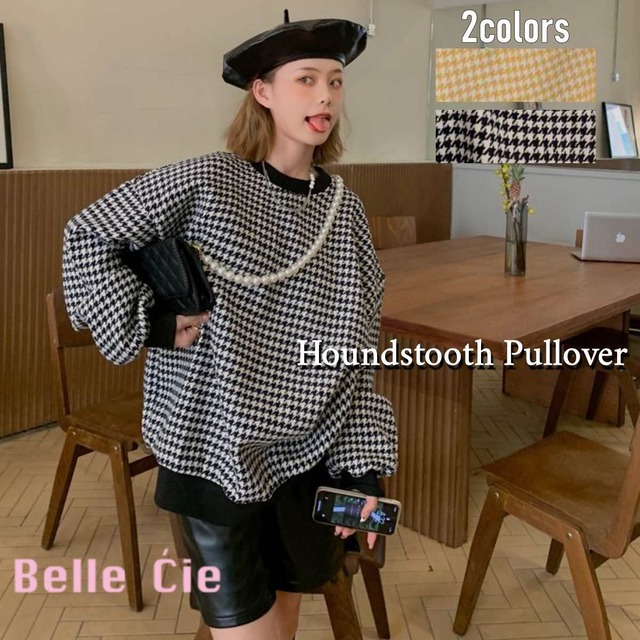 千鳥格子 ツイード プルオーバー トップス レディース 布帛 ジャカード トレーナー ジャガード チ