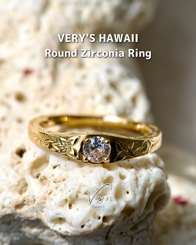 《刻印可能》Round Zirconia Ring 316L【Very's Hawaii】