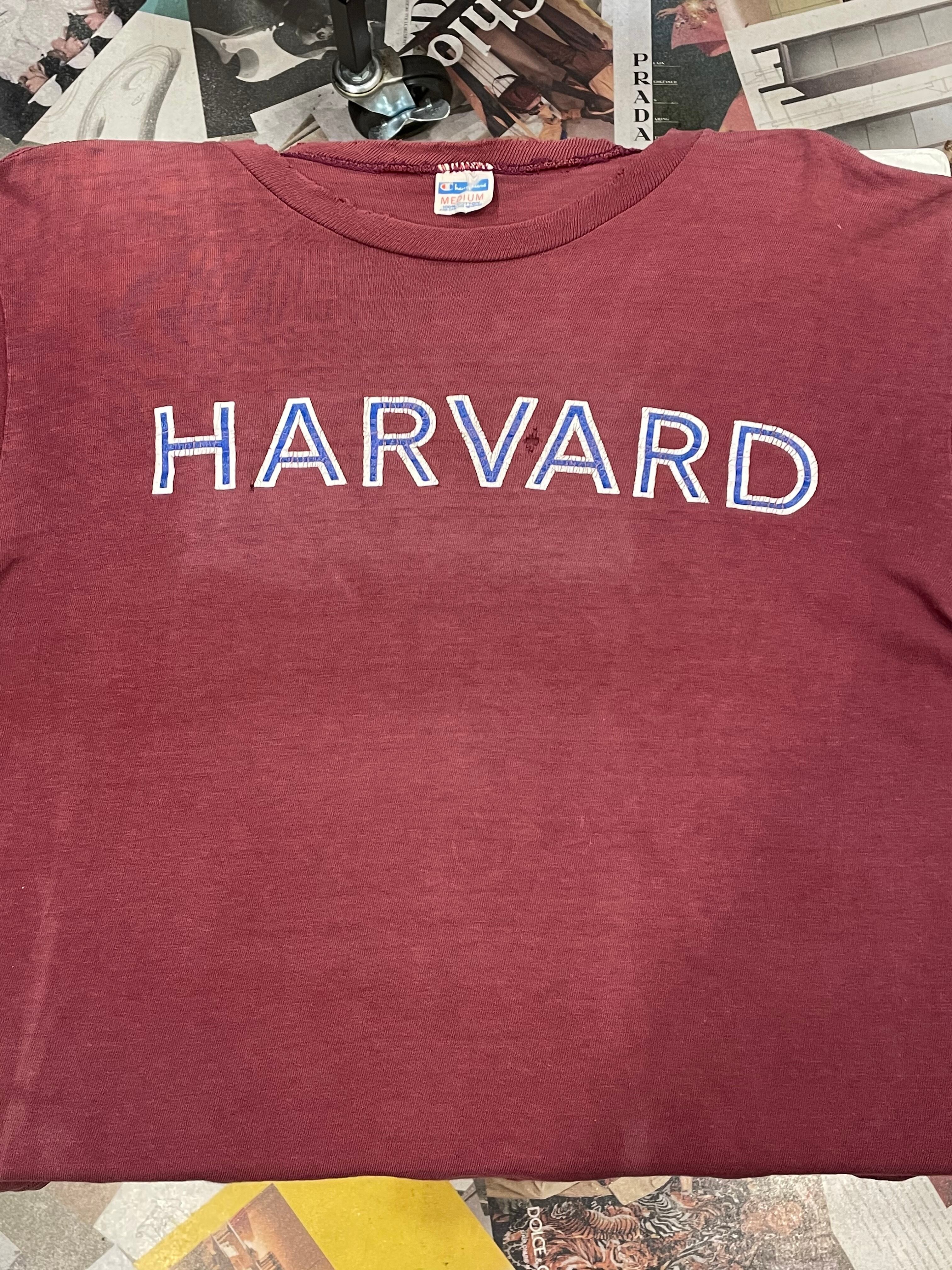 美品◎70s バータグ チャンピオン 切り替えHARVARDプリントTシャツ 