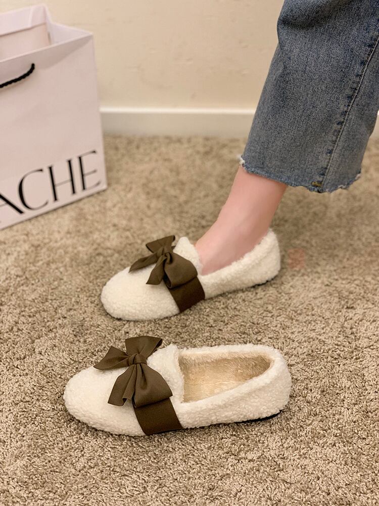 スタイルレディースウィンター 靴 シューズ リボン コットン ふわふわ 冬物 ラウンドトー 部族の婦人靴82161753755