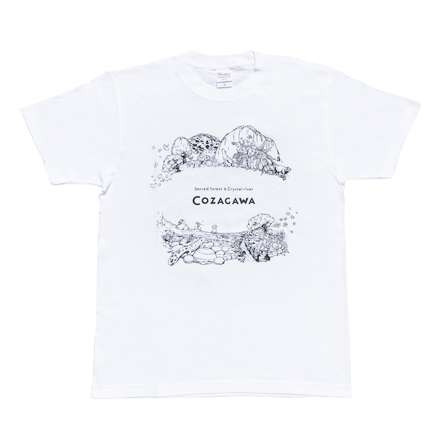 COZAGAWA - Tシャツ（白：コットン）　古座川 Sacred forest & Crystal river