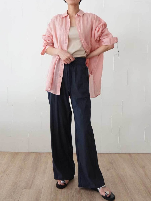 【SALE】539. passione パシオーネ　リネン混パンツ(ネイビー) 26622