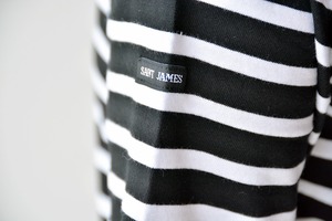 セントジェームス SAINT JAMES 薄手ボーダーシャツ半袖(PIRIAC)NOIR/NEIGE T1