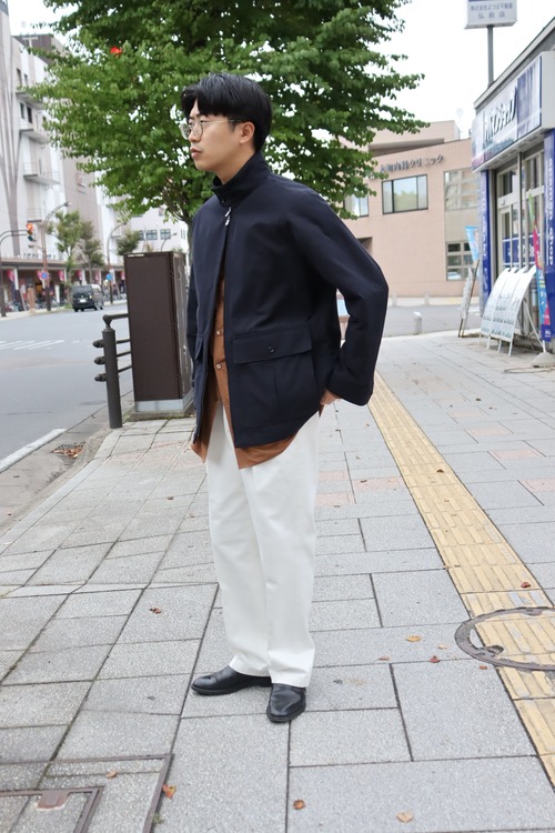 tilt The authentics " Heavy Double Cloth Semi Raglan Harrington Jacket(Dark Navy)"