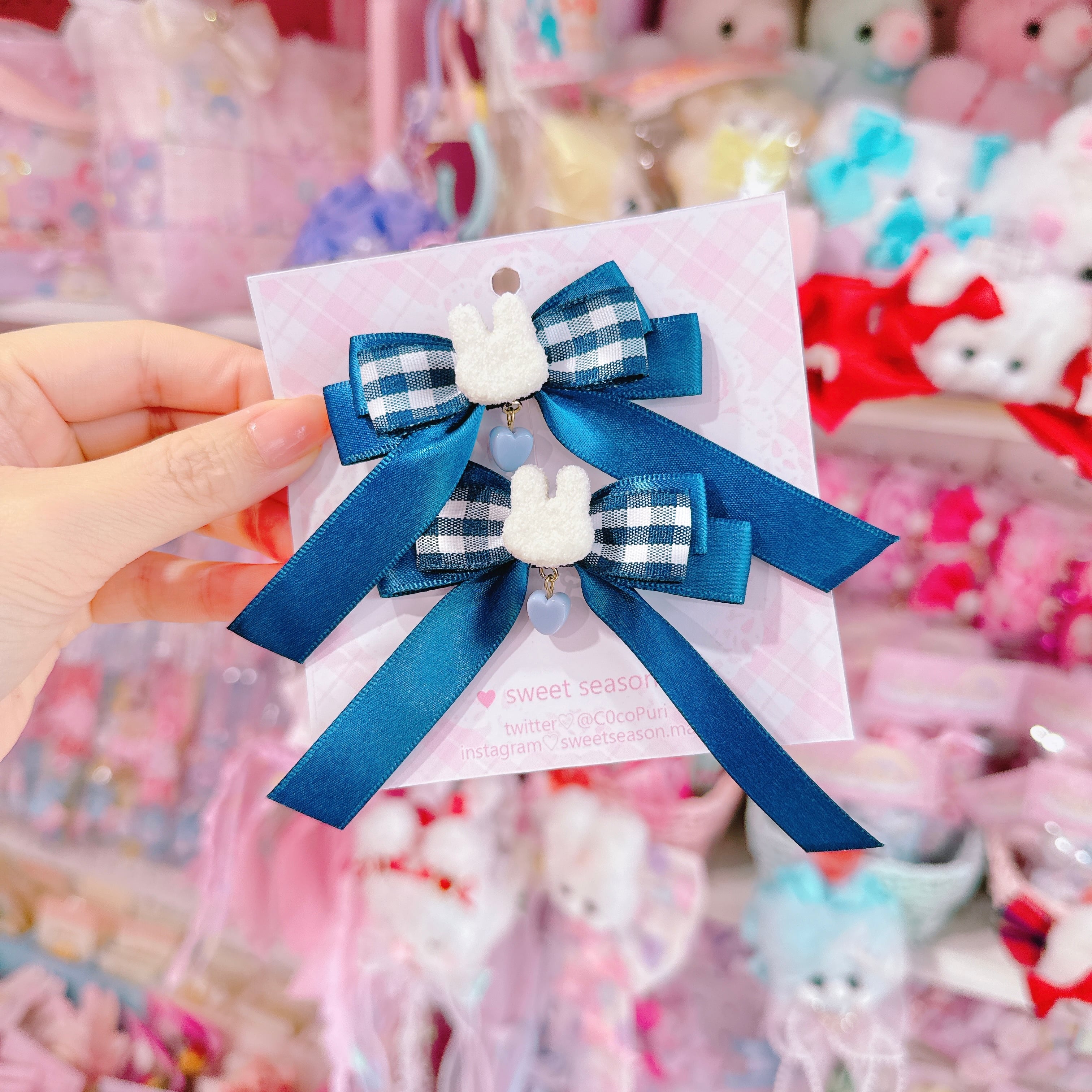 【C8】14-5うさちゃんみつあみリボンツインヘアクリップ