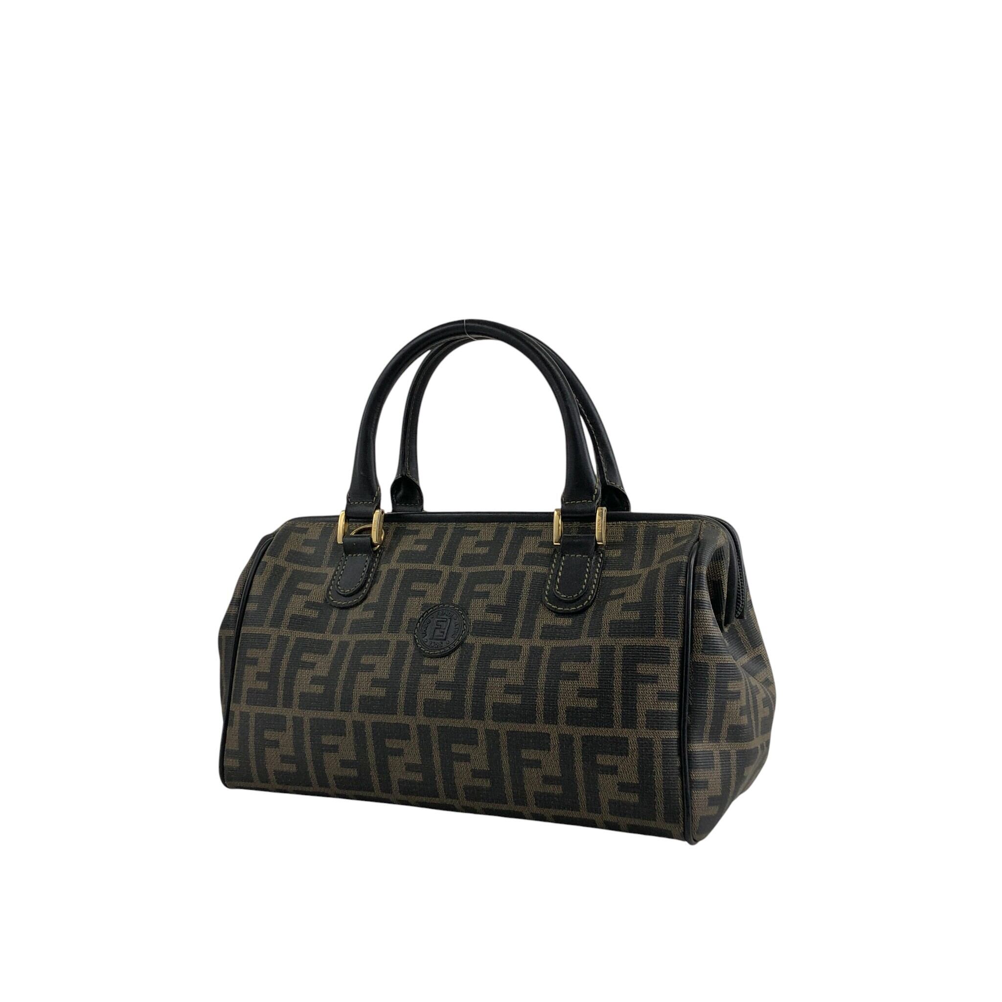 FENDI フェンディ ズッカ ハンドバッグ ブラウン FFロゴ PVCレザー