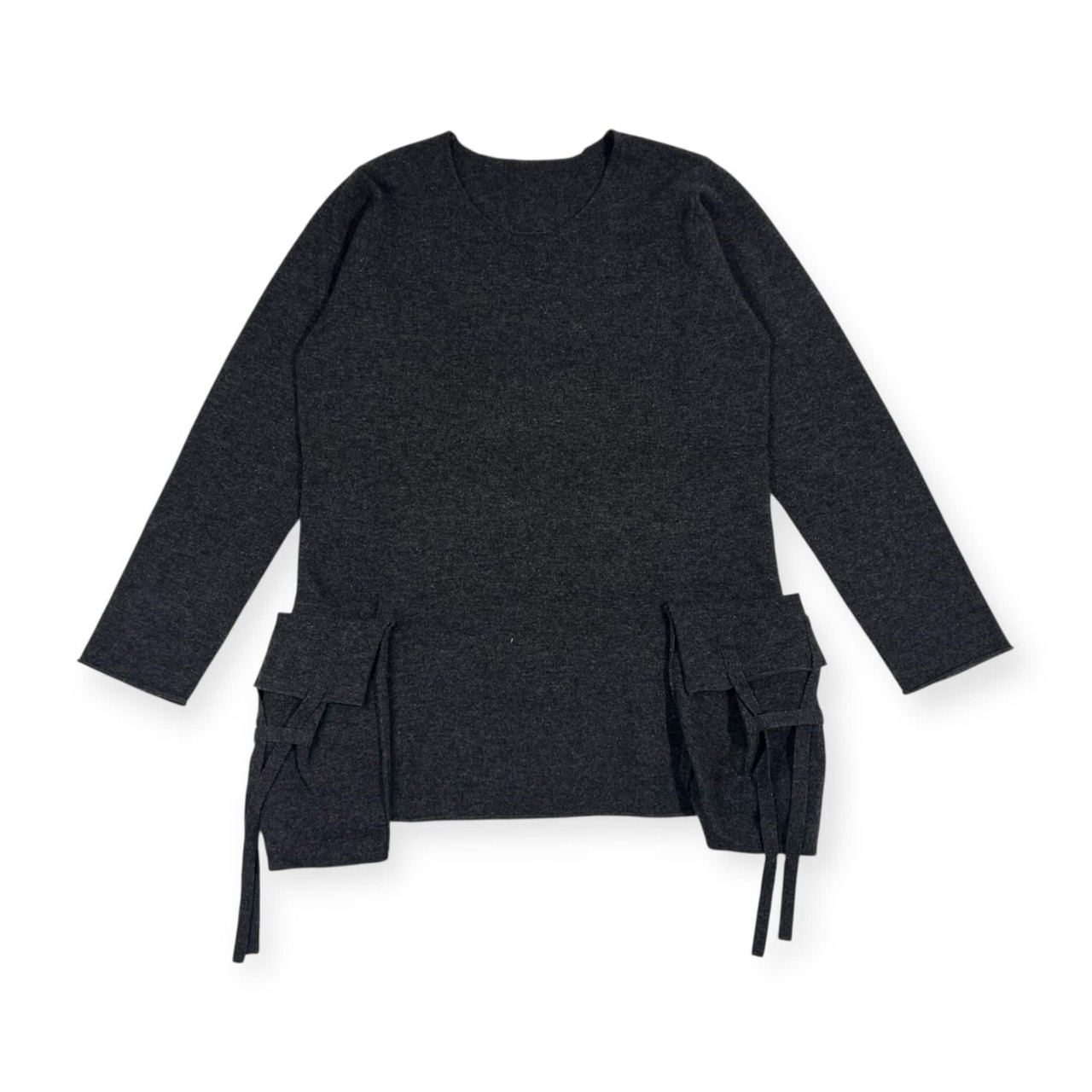 JURGEN LEHL ヨーガンレール ポケット デザイン ウール ニット セーター M/ダークグレー レディース