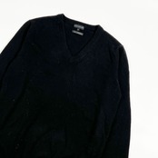 カシミヤ100% HILTON ヒルトン Vネック ニット セーター M/ブラック メンズ