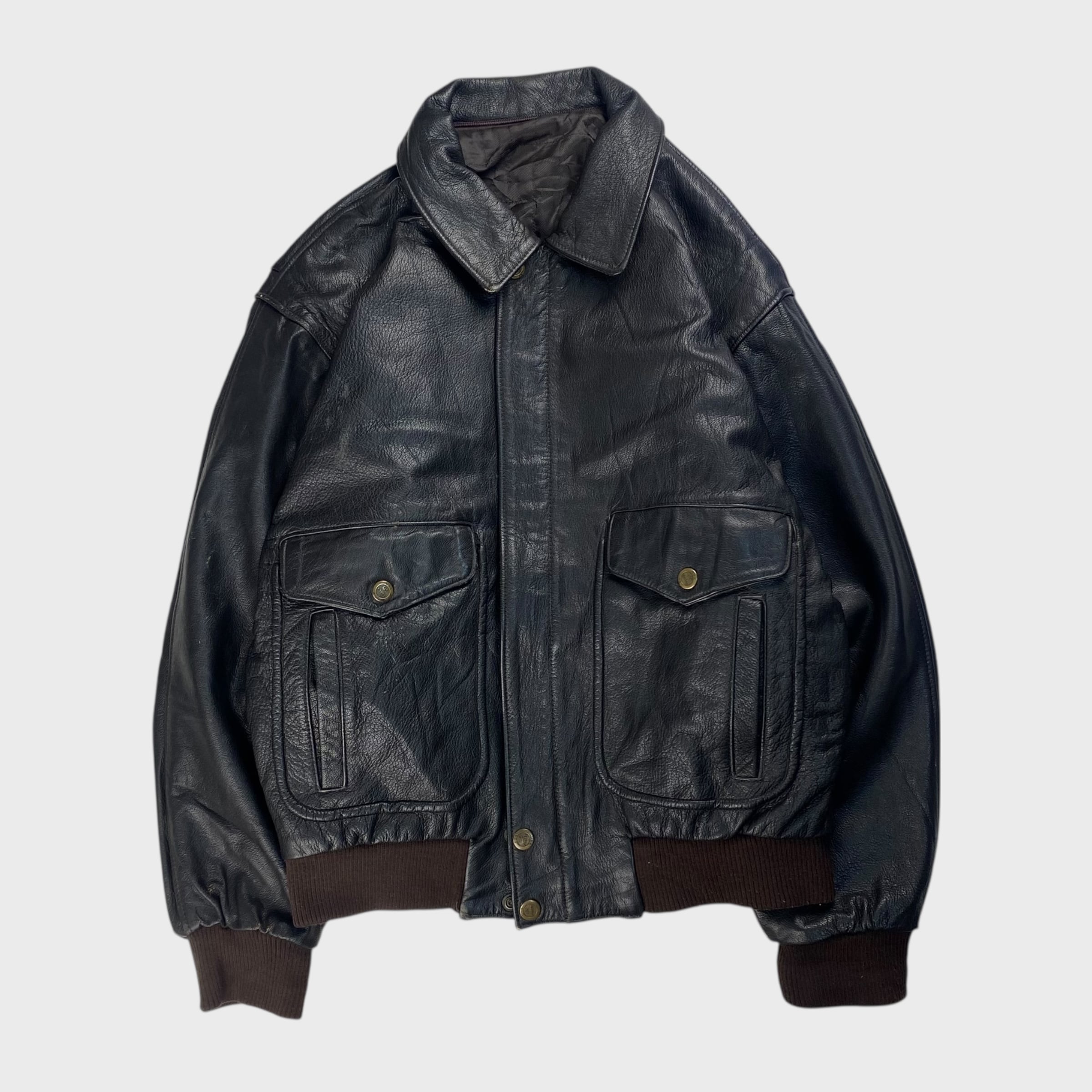 古着 90's レザー スエード ジャケット ブルゾン ボンバージャケット 90's】 HALOGEN S レザースポーツジャケット スエード 牛革 | 古着屋dp