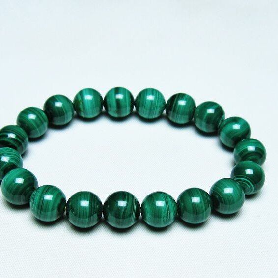 マラカイト ブレスレット 10mm 一点物 メール便可 [M便 1/10] 111-40476