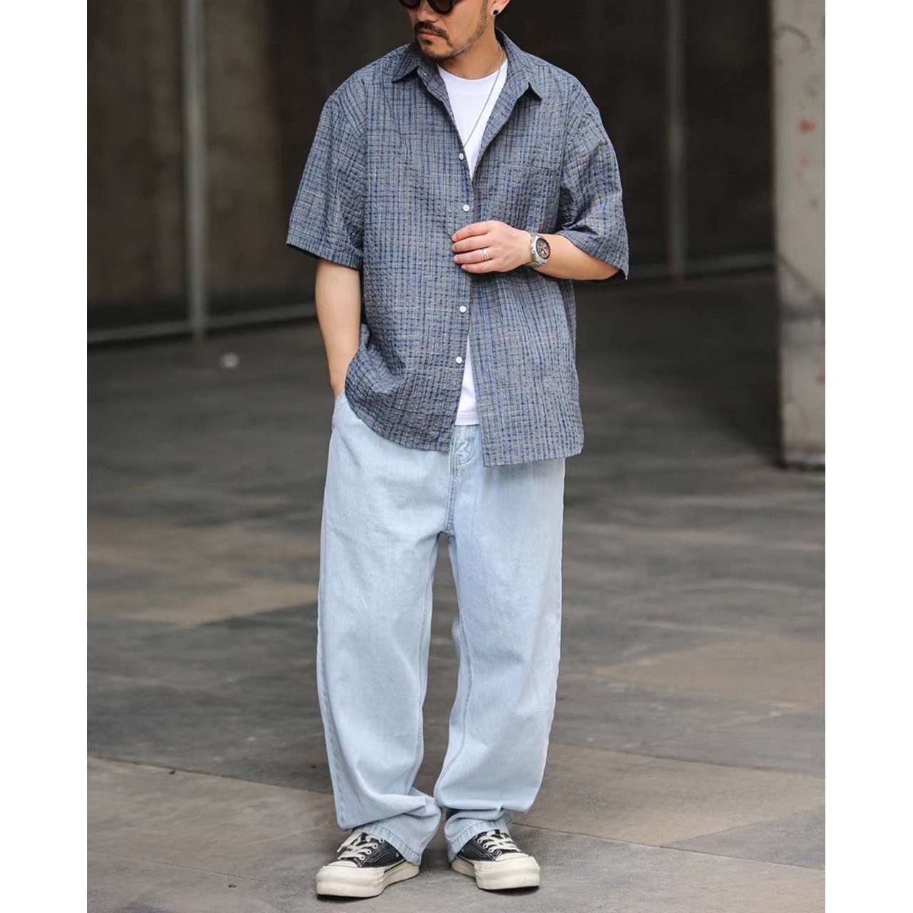 Relaxed straight denim pants 1477 - 9