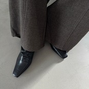 Gathered pointed toe short boots/black