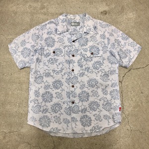 STUSSY/Flower print Linen s/s shirt/M/花柄/リネン半袖シャツ/オープンカラー/グレー/ステューシー