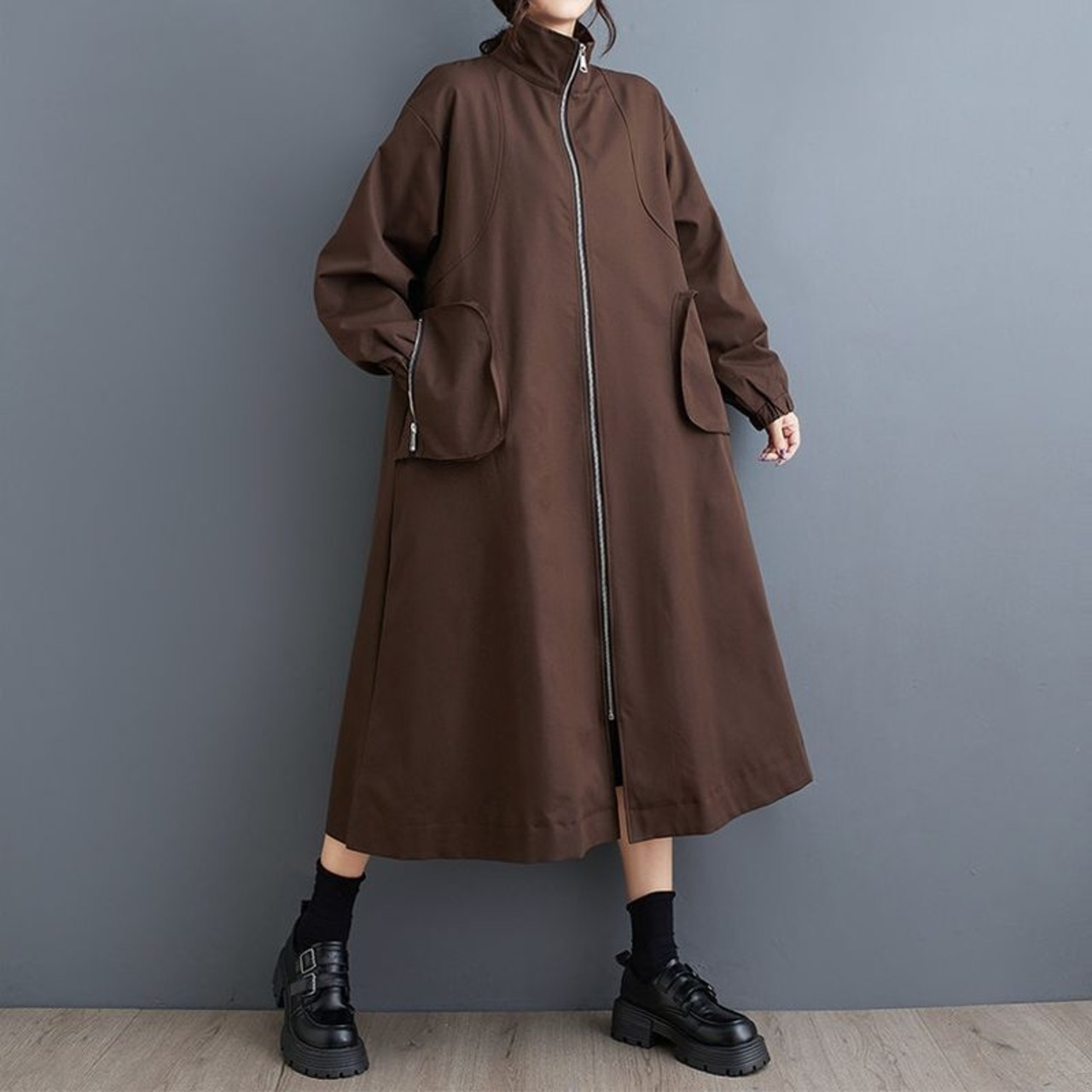 ジップ ポケット トレンチコート  60063