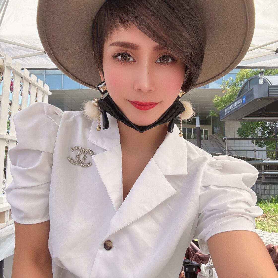 ロングブーツ❤️ミンクファー付✨ブーツピアス ブーツイヤリング NO 