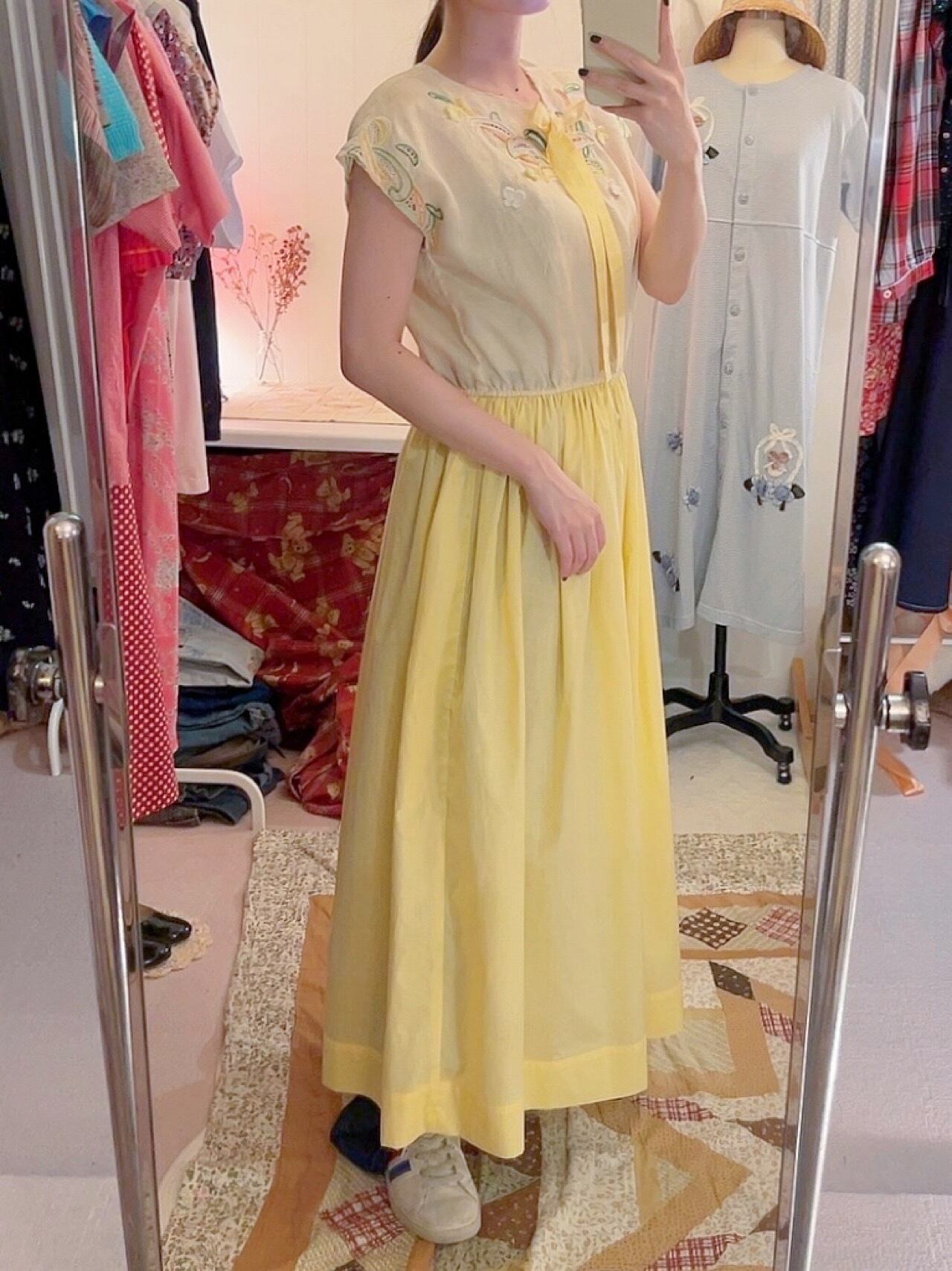 remake / leaf embroidery one-piece