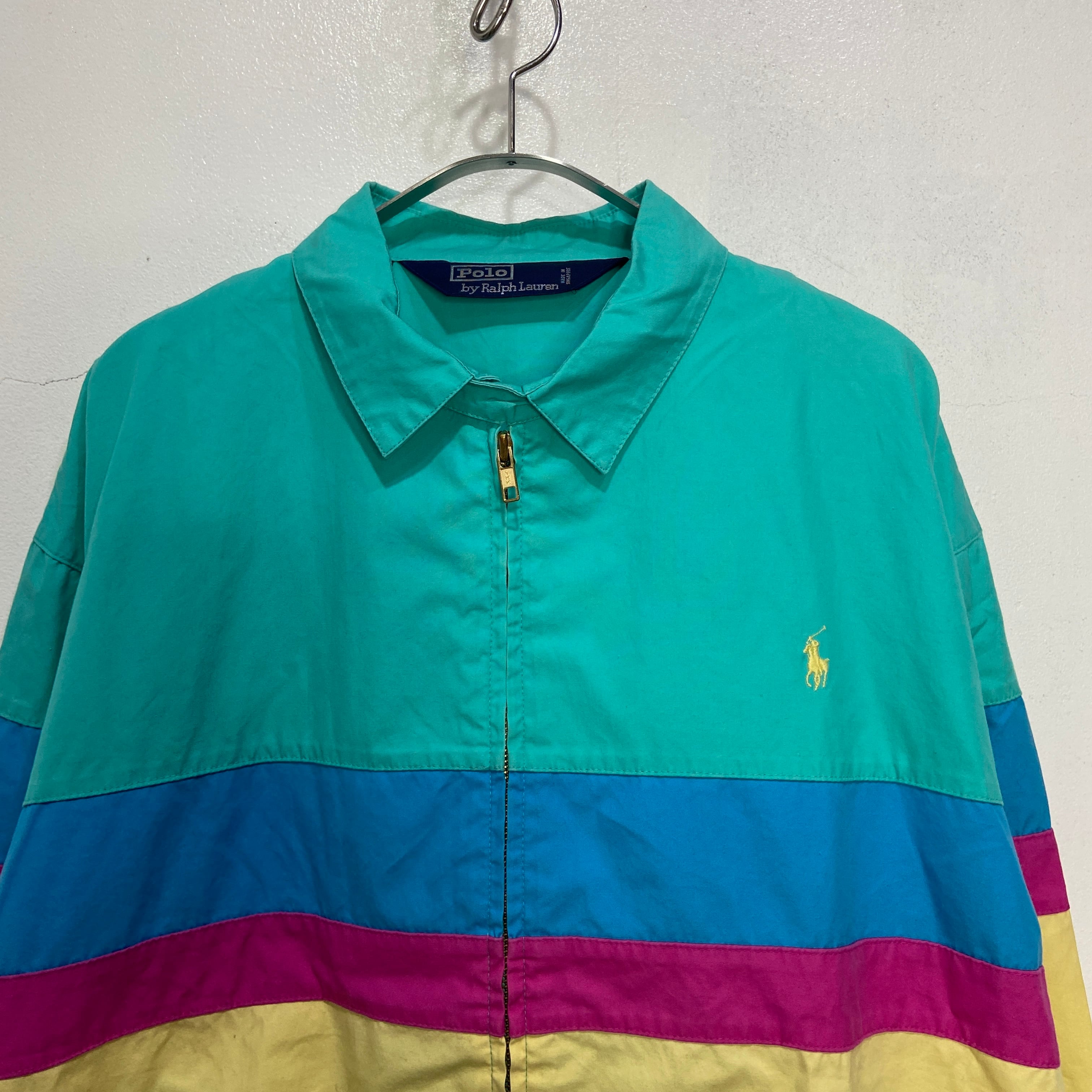 ラルフローレンマルチボーダースウィングトップ RalphLauren 90s USA製 マルチボーダー柄スウィングトップ L