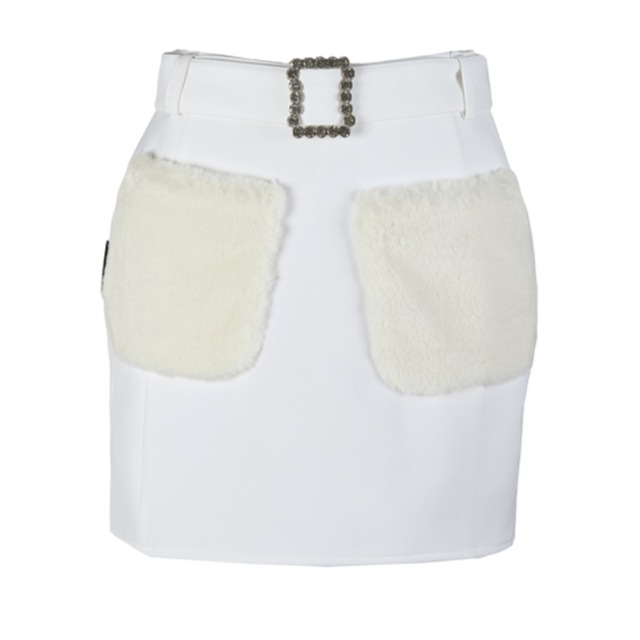 Fur Pocket Skirt(White)