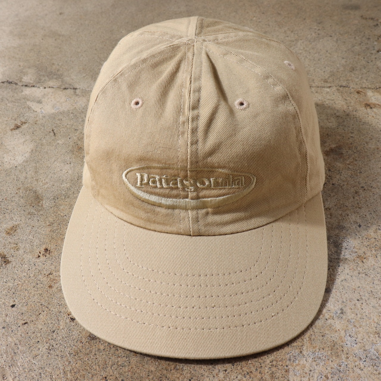 極美品 Patagonia M 98年米国製 サマーシェードキャップ パタゴニア ベージュ オーバルロゴ 刺繍