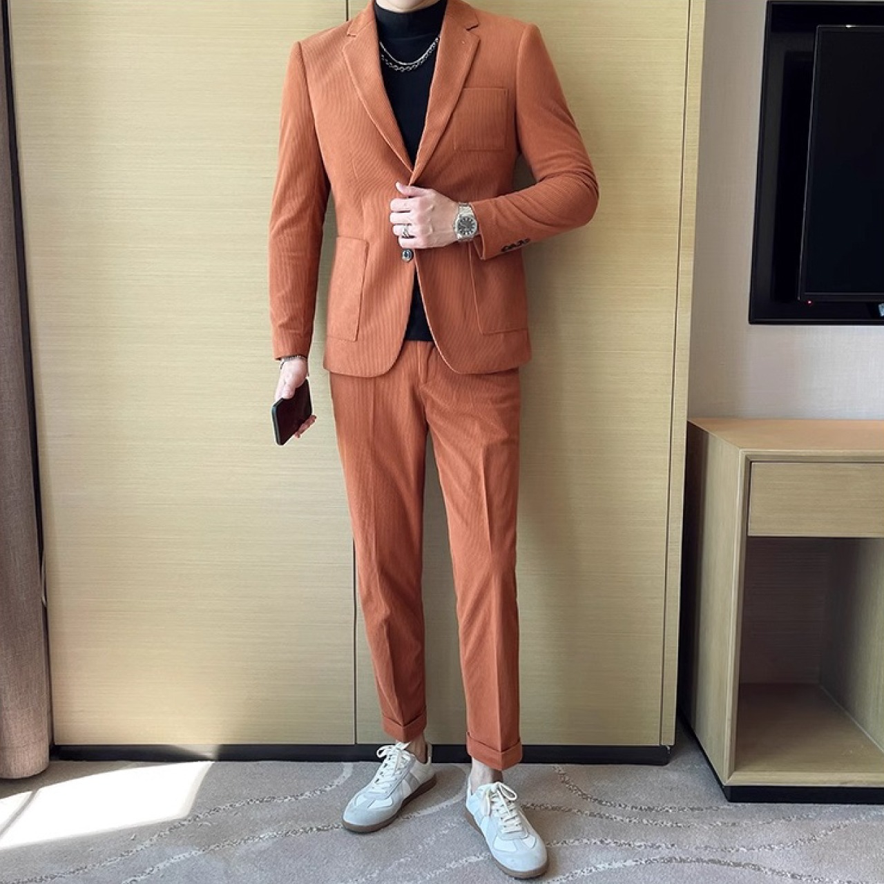 洗練された雰囲気をまとった韓国スタイルカジュアルスーツ　ツーピース　SU021