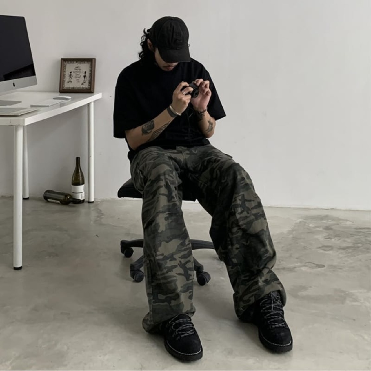 Camouflage wide leg cargo pants 0406 - 8