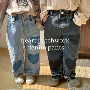 【即納】heart denim pants