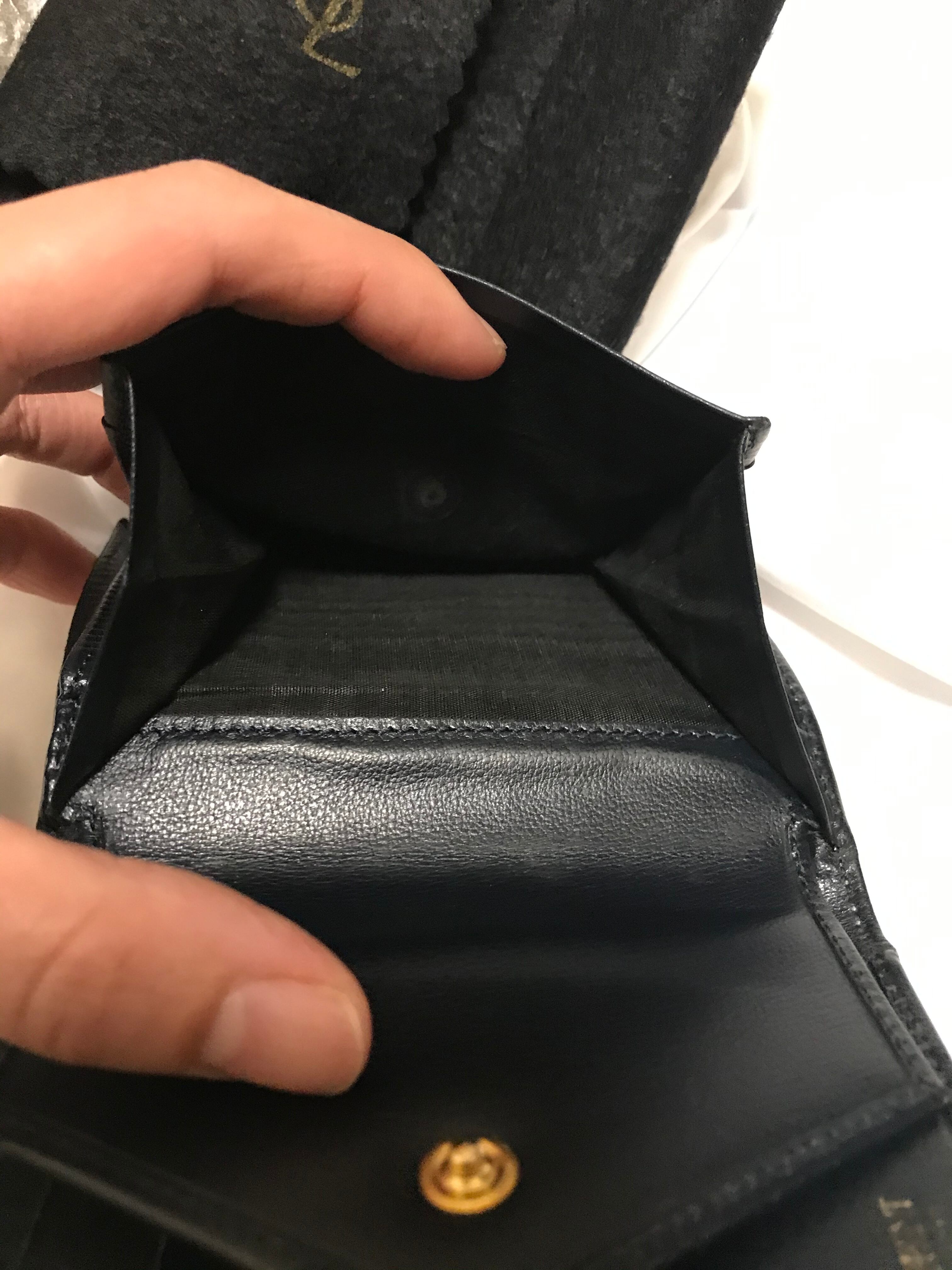 Yves Saint Laurent Yカット 折財布 ネイビー イヴサンローラン wallet