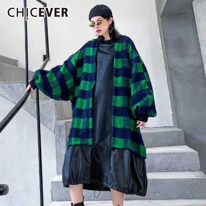 CHICEVERストライプドレスレディースOネック長袖ヒットカラーパッチワークフリル特大厚手のミッドドレス2020 ロング ラッフル 6base535035572401